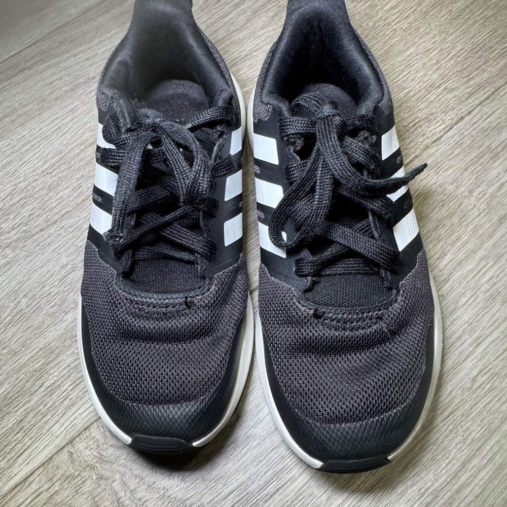 Adidas Black Mesh Sneakers with White Stripes